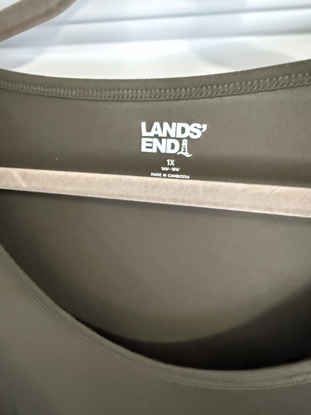Lands' End Olive Scoop Neck Short Sleeve Tee - Picture 2 of 3